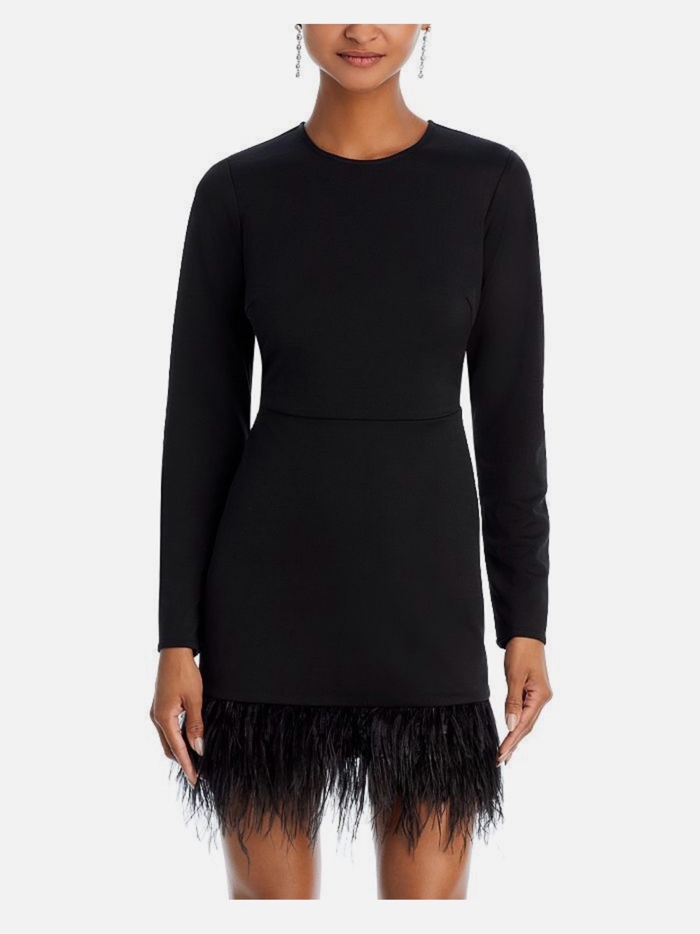 Aqua BLACK Women's Faux Feather Trim
Mini Dress, Size Medium NWOT